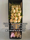 SGPVDAY603-真情-21枝香檳玫瑰禮盒新加坡情人節送花服務